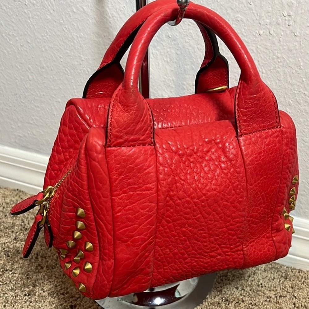 MCM Red Studded Leather Small Handbag